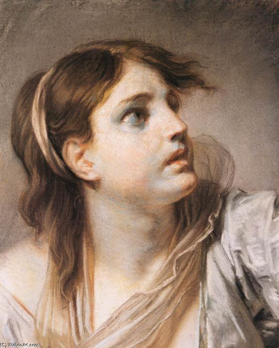 WikiOO.org - Encyclopedia of Fine Arts - Lukisan, Artwork Jean-Baptiste Greuze - Fear, Expression Head