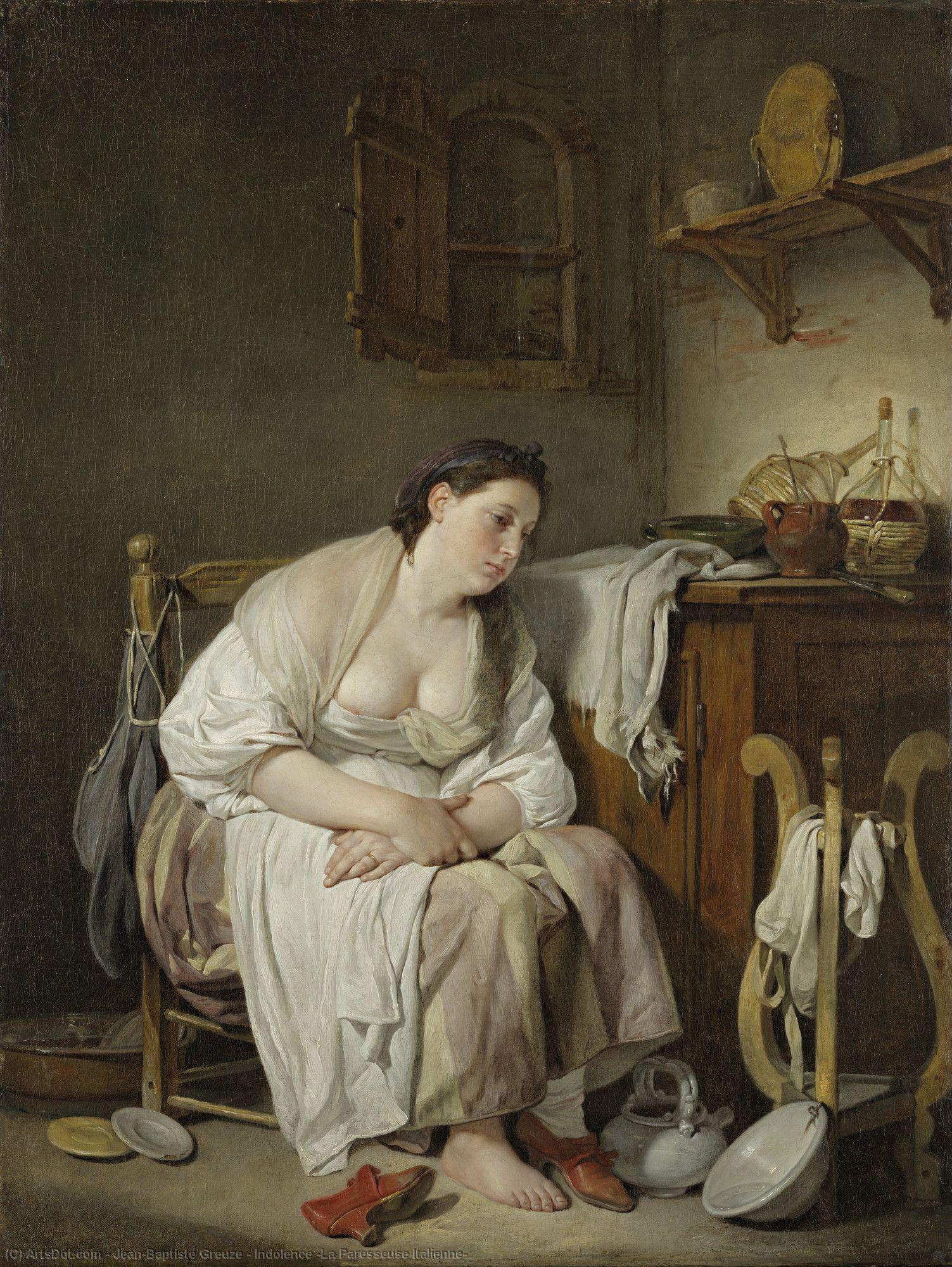 Wikioo.org – L'Encyclopédie des Beaux Arts - Peinture, Oeuvre de Jean-Baptiste Greuze - Indolence ( La paresseuse italienne )