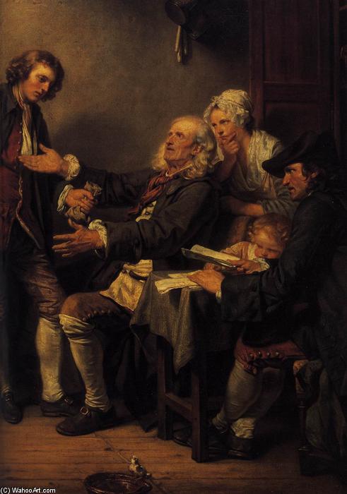 WikiOO.org - Εγκυκλοπαίδεια Καλών Τεχνών - Ζωγραφική, έργα τέχνης Jean-Baptiste Greuze - L'Accordée de Village (detail)