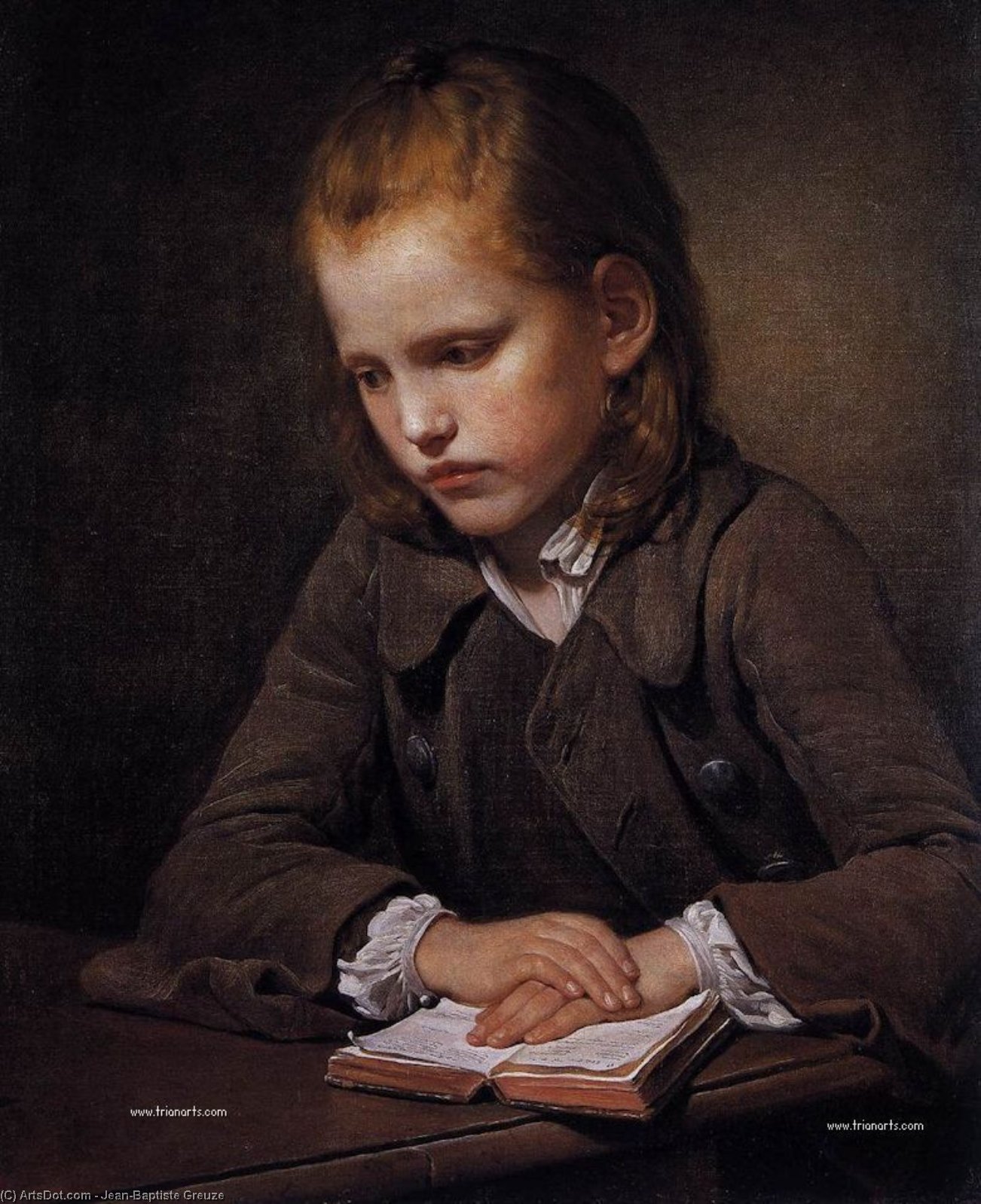 WikiOO.org - Enciklopedija likovnih umjetnosti - Slikarstvo, umjetnička djela Jean-Baptiste Greuze - Student with a Lesson-book
