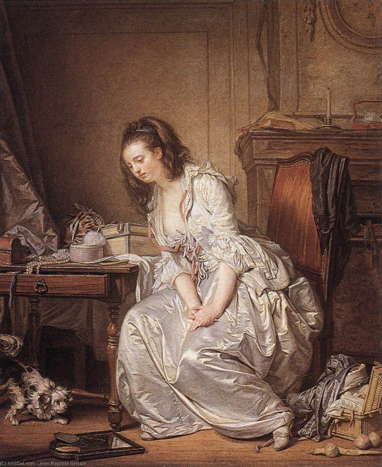 WikiOO.org - Güzel Sanatlar Ansiklopedisi - Resim, Resimler Jean-Baptiste Greuze - The Broken Mirror