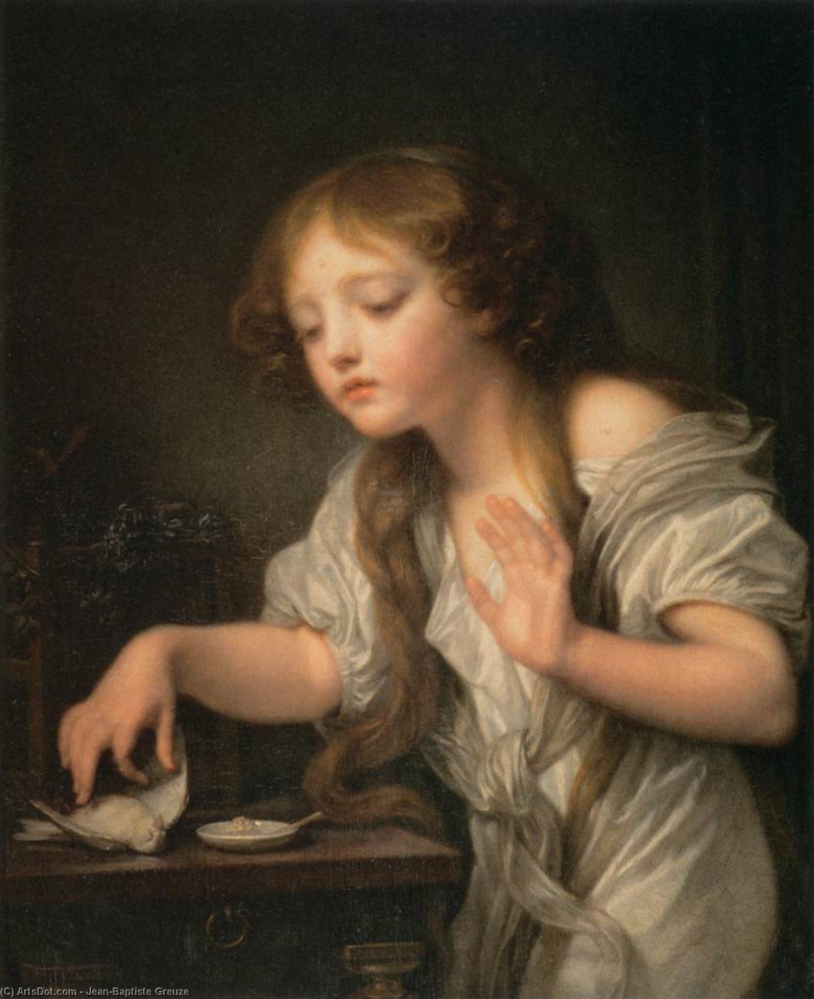 Wikioo.org - The Encyclopedia of Fine Arts - Painting, Artwork by Jean-Baptiste Greuze - The Dead Bird