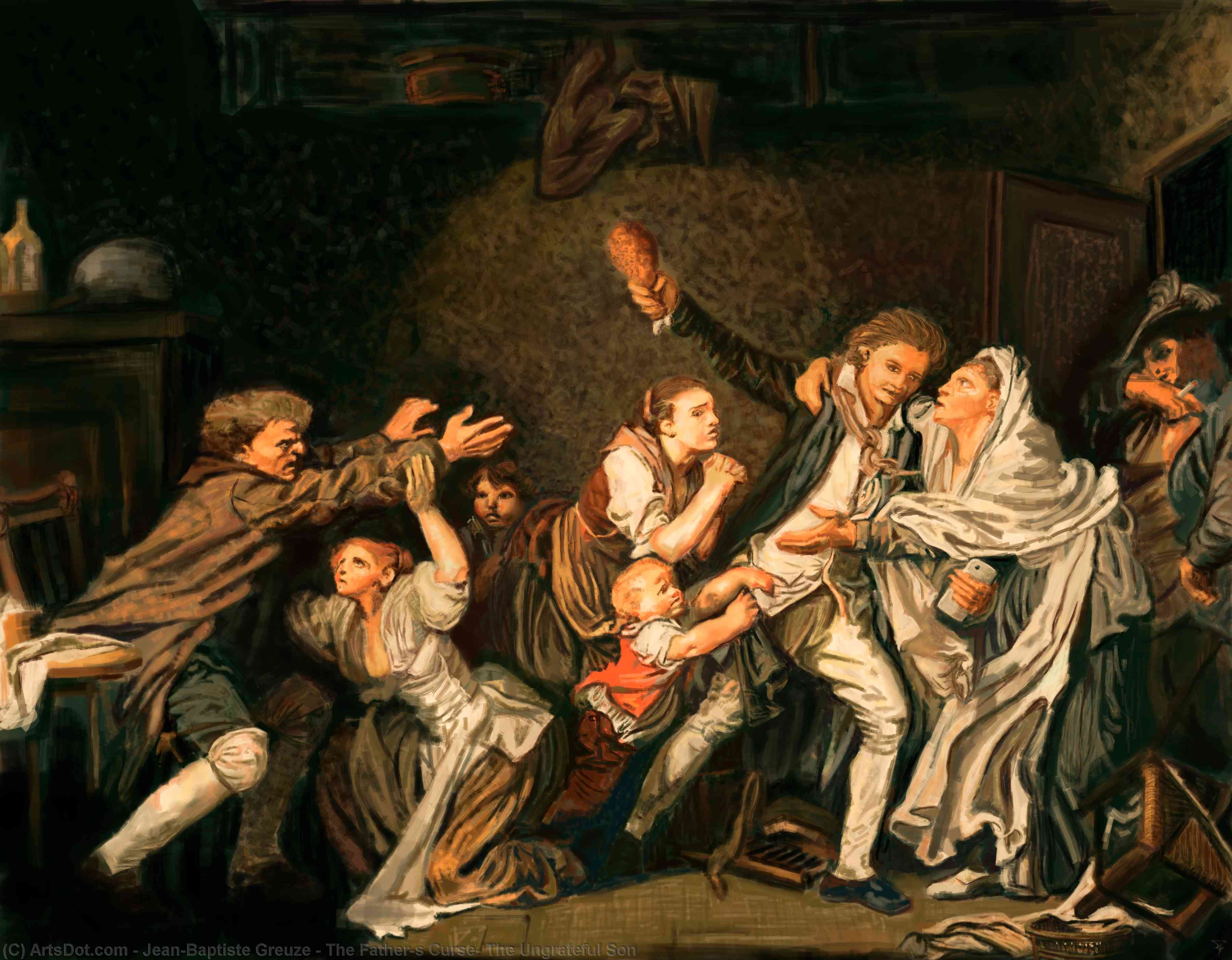 Wikioo.org - The Encyclopedia of Fine Arts - Painting, Artwork by Jean-Baptiste Greuze - The Father's Curse: The Ungrateful Son