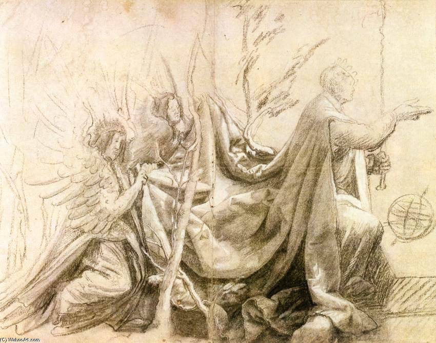 WikiOO.org - 백과 사전 - 회화, 삽화 Matthias Grünewald - Kneeling King with Two Angels