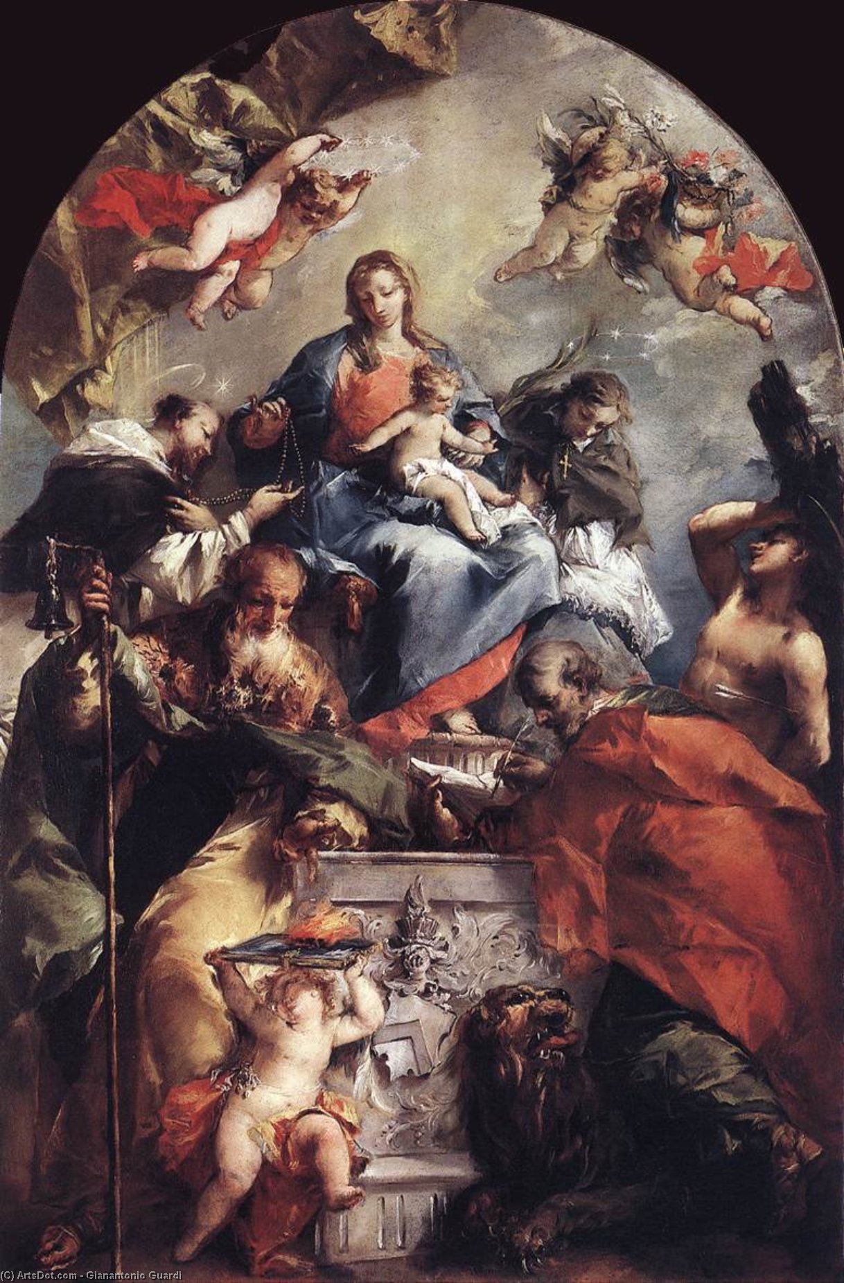 Wikioo.org - The Encyclopedia of Fine Arts - Painting, Artwork by Gianantonio Guardi - Madonna and Child with Saints