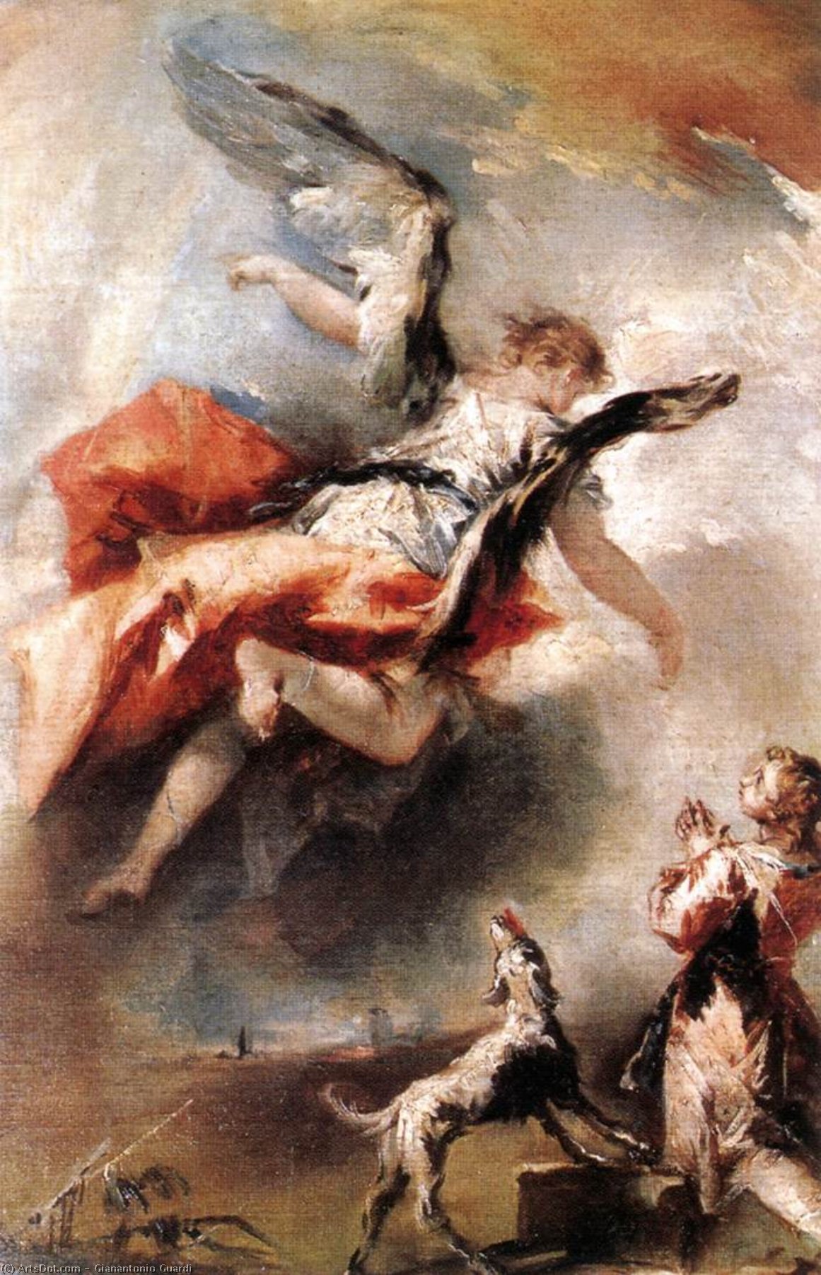 Wikioo.org - The Encyclopedia of Fine Arts - Painting, Artwork by Gianantonio Guardi - The Angel Appears to Tobias