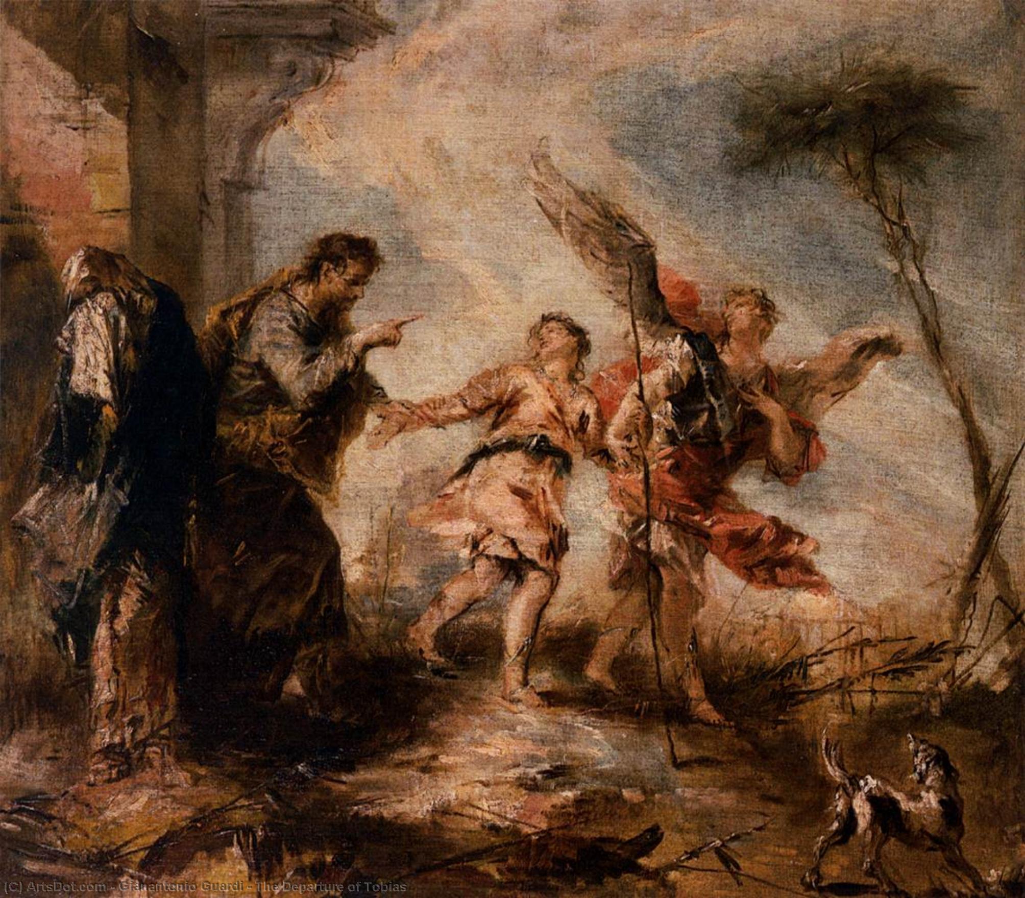 Wikioo.org - The Encyclopedia of Fine Arts - Painting, Artwork by Gianantonio Guardi - The Departure of Tobias