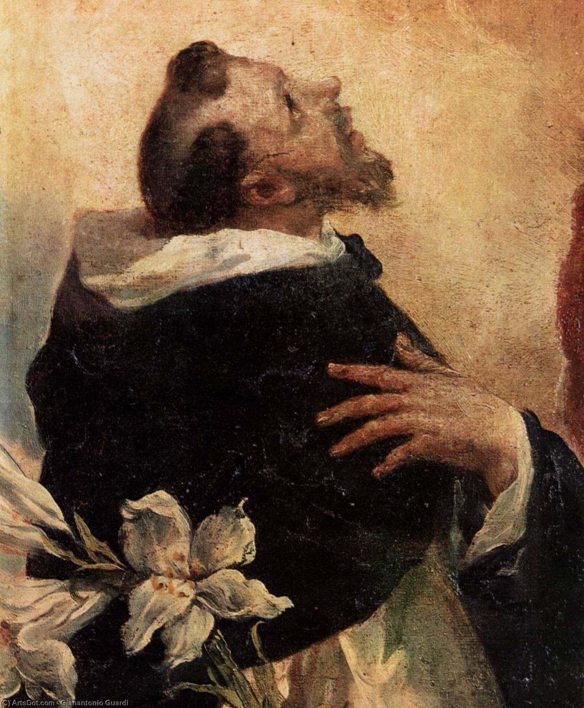 Wikioo.org - The Encyclopedia of Fine Arts - Painting, Artwork by Gianantonio Guardi - Virgin and Child with Sts Dominic and Rosa of Lima (detail)