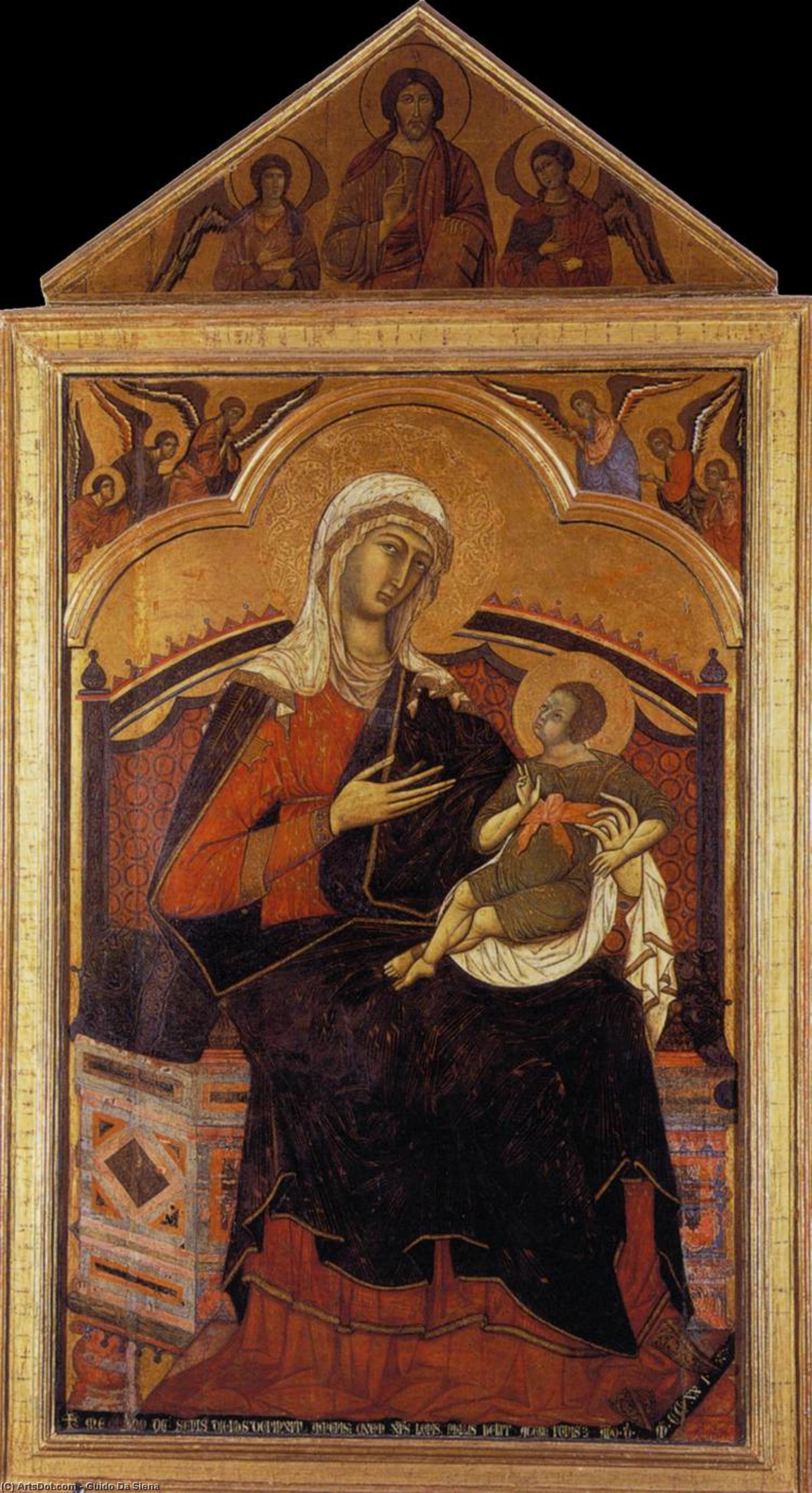 Wikioo.org - The Encyclopedia of Fine Arts - Painting, Artwork by Guido Da Siena - Virgin and Christ Child Enthroned