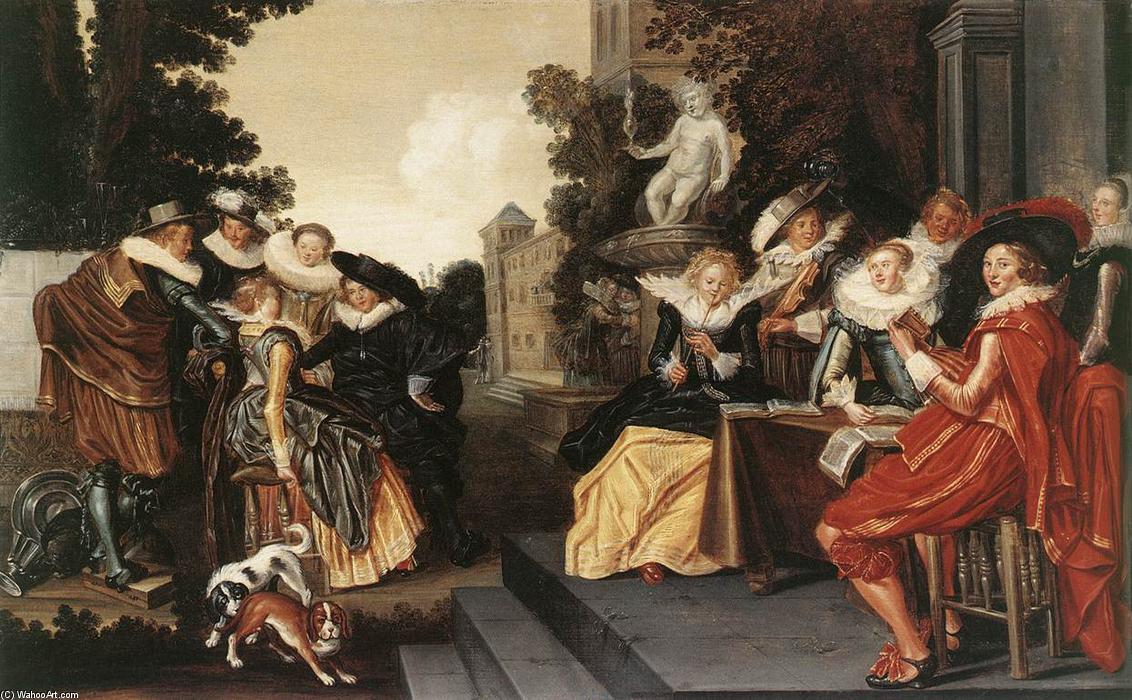 Wikioo.org - The Encyclopedia of Fine Arts - Painting, Artwork by Dirck Hals - Music-Making Company on a Terrace