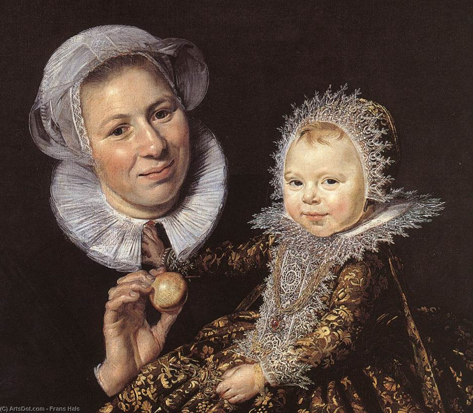 Wikioo.org – L'Encyclopédie des Beaux Arts - Peinture, Oeuvre de Frans Hals - Catharina Hooft avec son infirmière détail