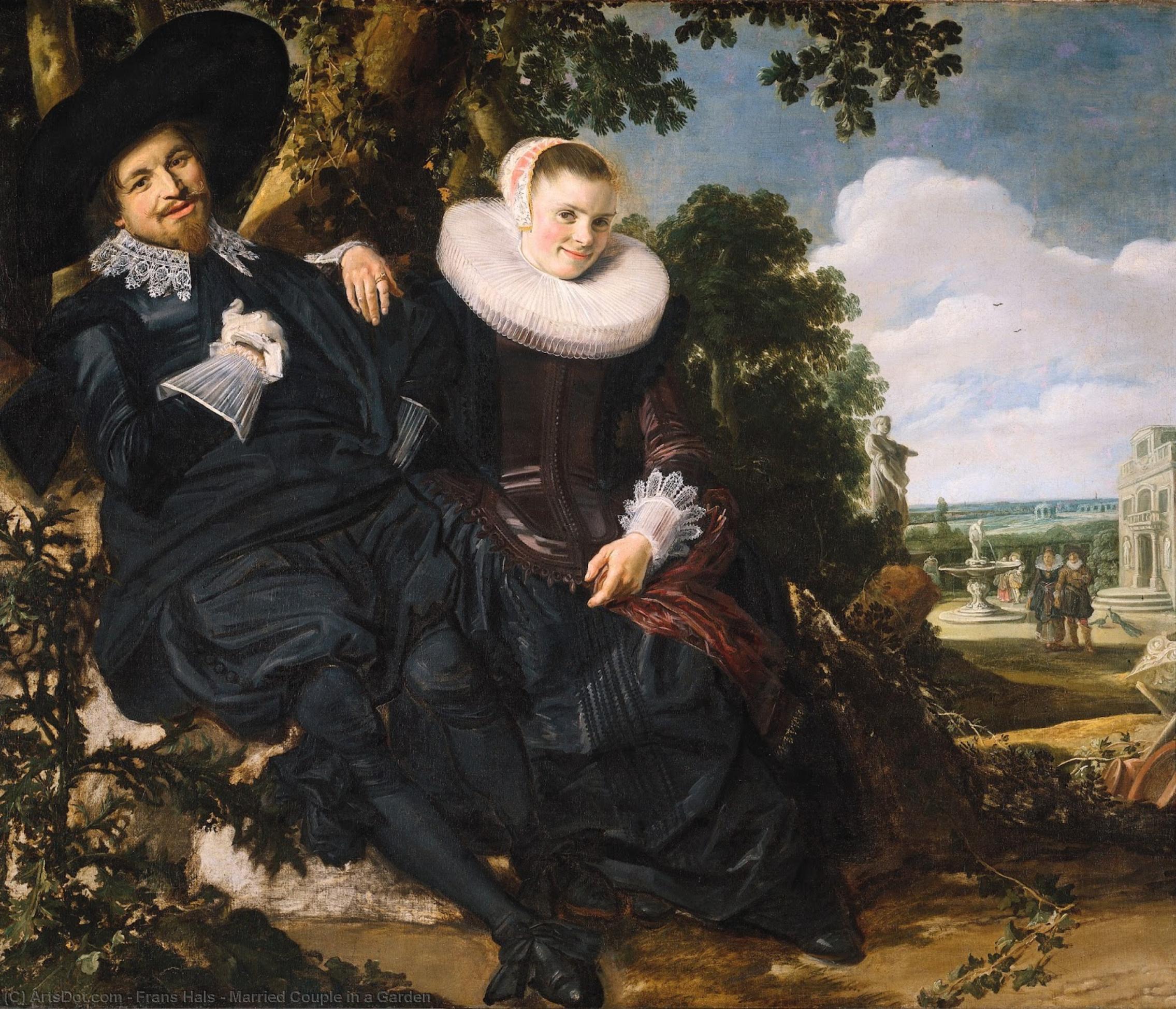WikiOO.org – 美術百科全書 - 繪畫，作品 Frans Hals - 已婚 一对  在  一个  花园