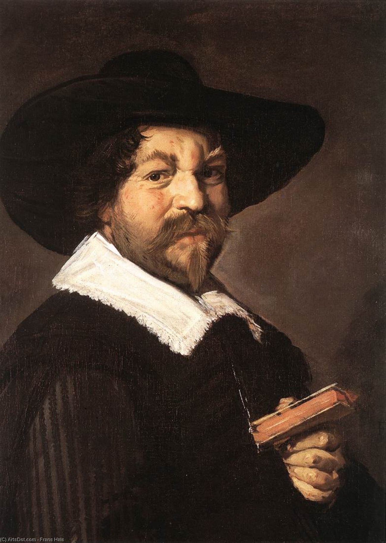 Wikioo.org – L'Enciclopedia delle Belle Arti - Pittura, Opere di Frans Hals - ritratto di una uomo holding a libro