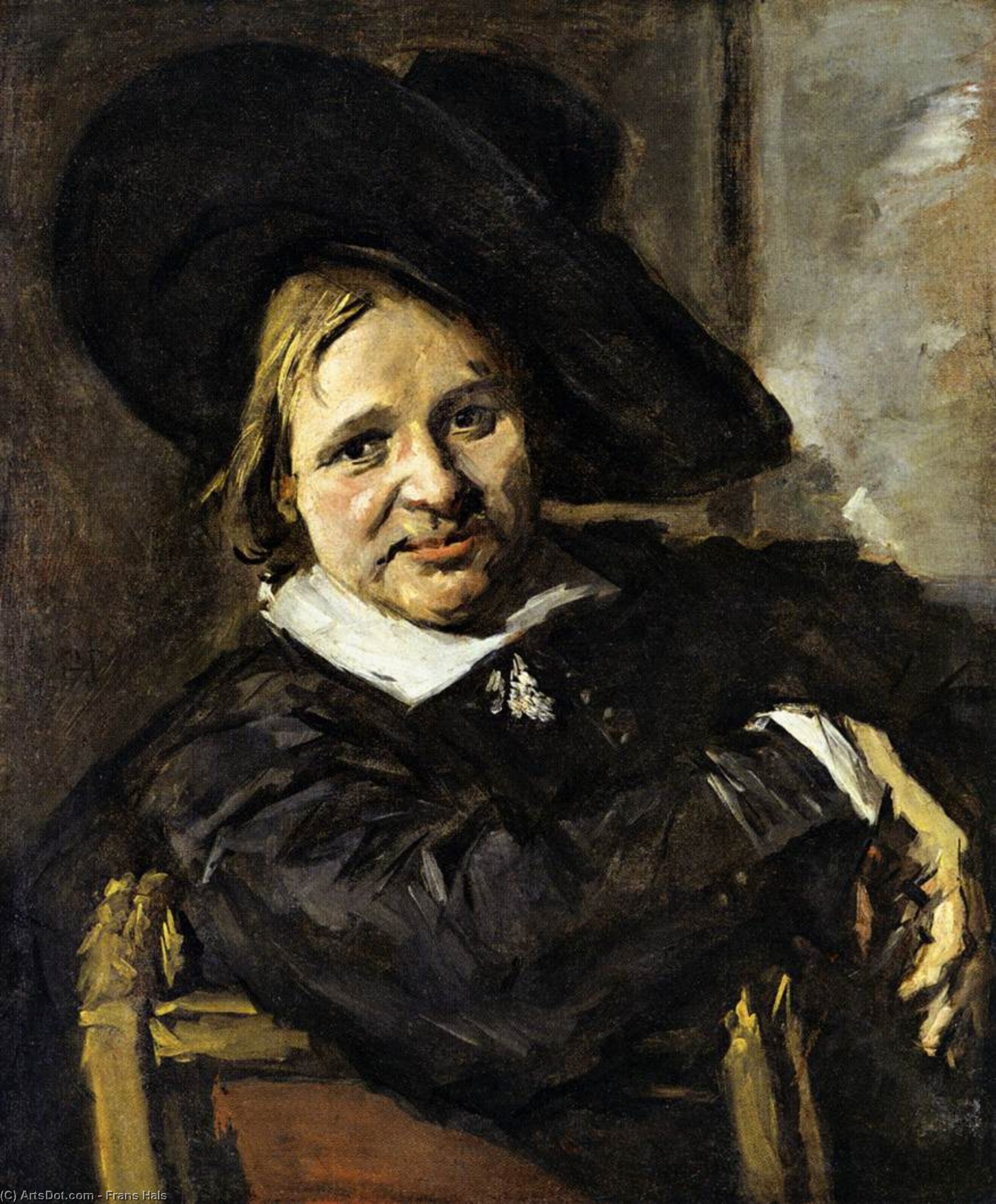 Wikioo.org – La Enciclopedia de las Bellas Artes - Pintura, Obras de arte de Frans Hals - retrato de un hombre para  Un  Flexible  sombrero