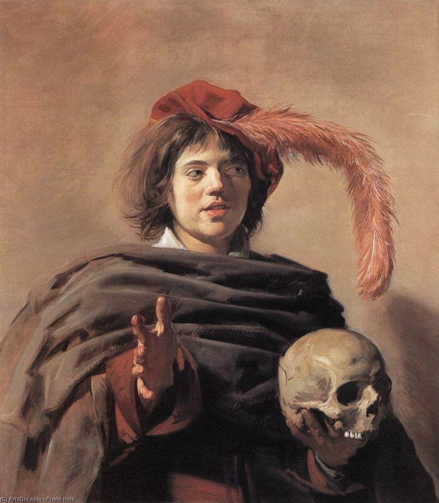 Wikioo.org - The Encyclopedia of Fine Arts - Painting, Artwork by Frans Hals - Young Man with a Skull (Vanitas)