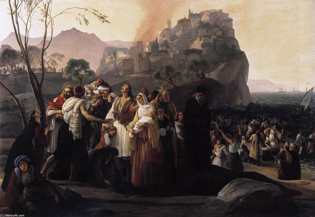 Wikioo.org - The Encyclopedia of Fine Arts - Painting, Artwork by Francesco Hayez - The Refugees of Parga