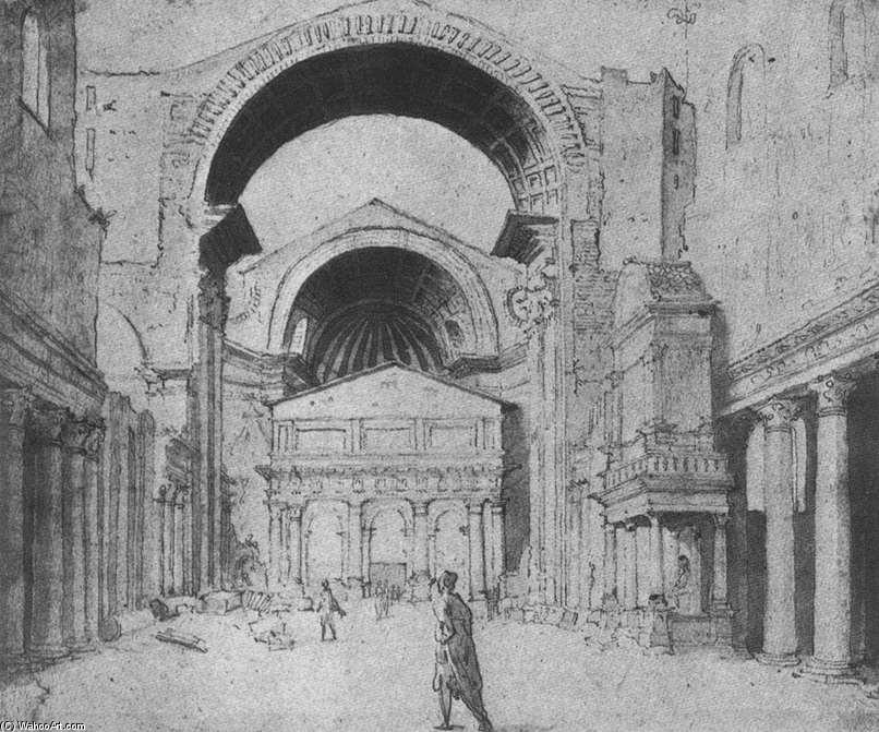 WikiOO.org - Encyclopedia of Fine Arts - Lukisan, Artwork Maarten Van Heemskerck - St Peter's Basilica seen from east