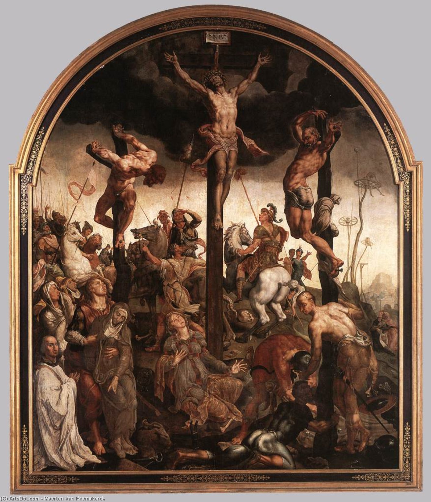 WikiOO.org - Enciklopedija dailės - Tapyba, meno kuriniai Maarten Van Heemskerck - The Crucifixion