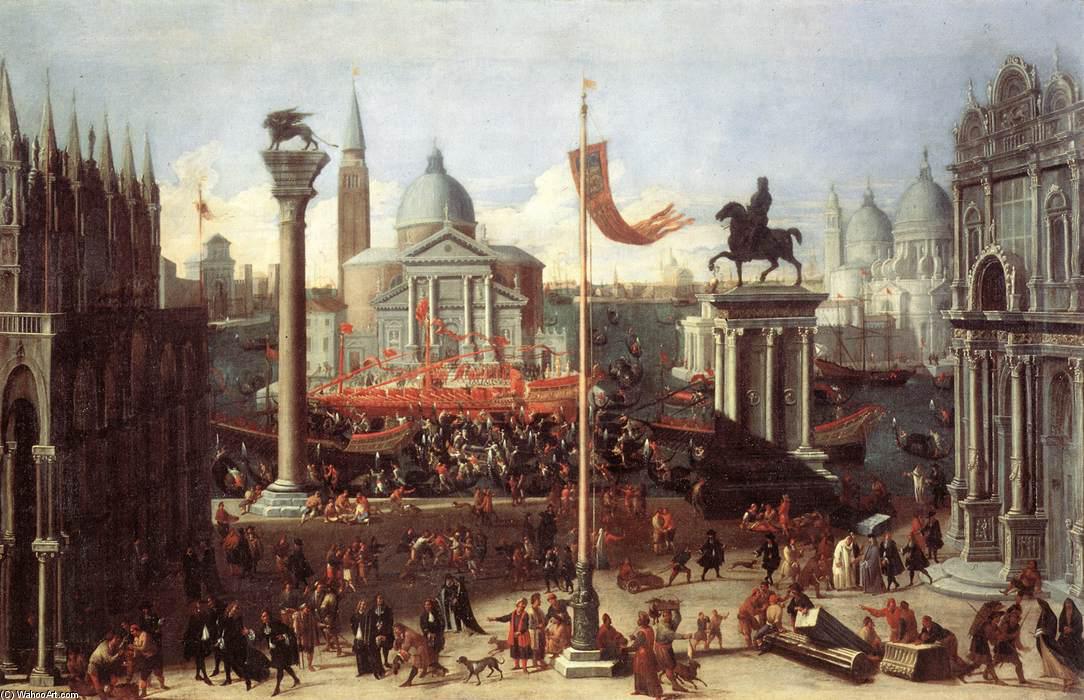 Wikioo.org - The Encyclopedia of Fine Arts - Painting, Artwork by Joseph The Younger Heintz - Imaginary Scene with Venetian Buildings