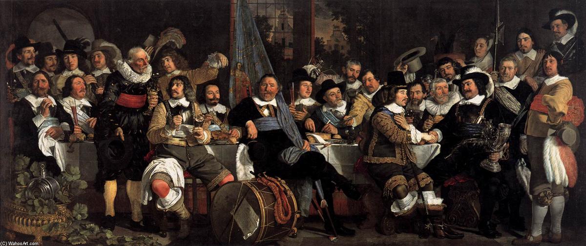 Wikioo.org - The Encyclopedia of Fine Arts - Painting, Artwork by Bartholomeus Van Der Helst - Celebration of the Peace of Münster, 1648, at the Crossbowmen's Headquarters