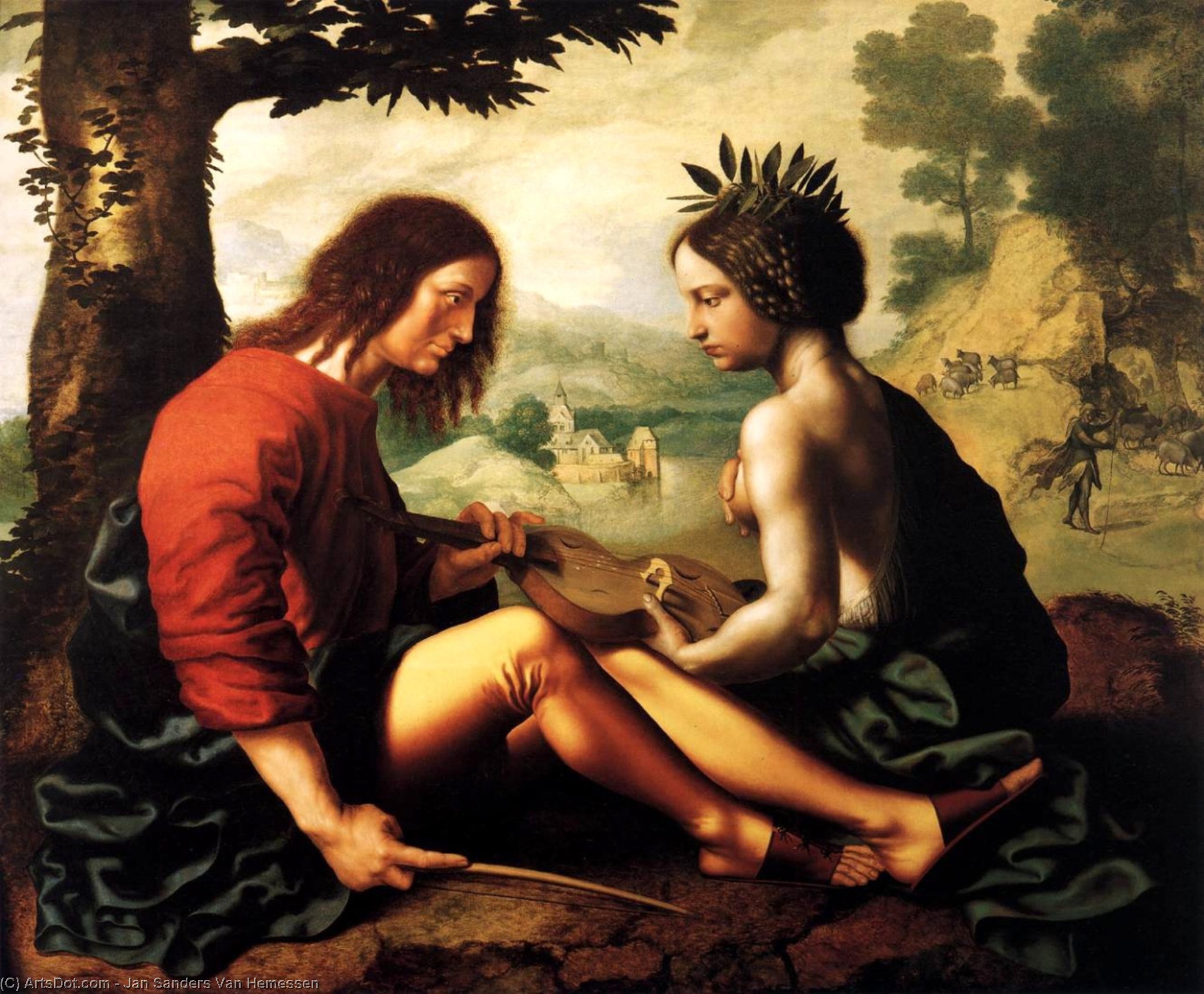 WikiOO.org - Encyclopedia of Fine Arts - Maleri, Artwork Jan Sanders Van Hemessen - Allegorical Scene