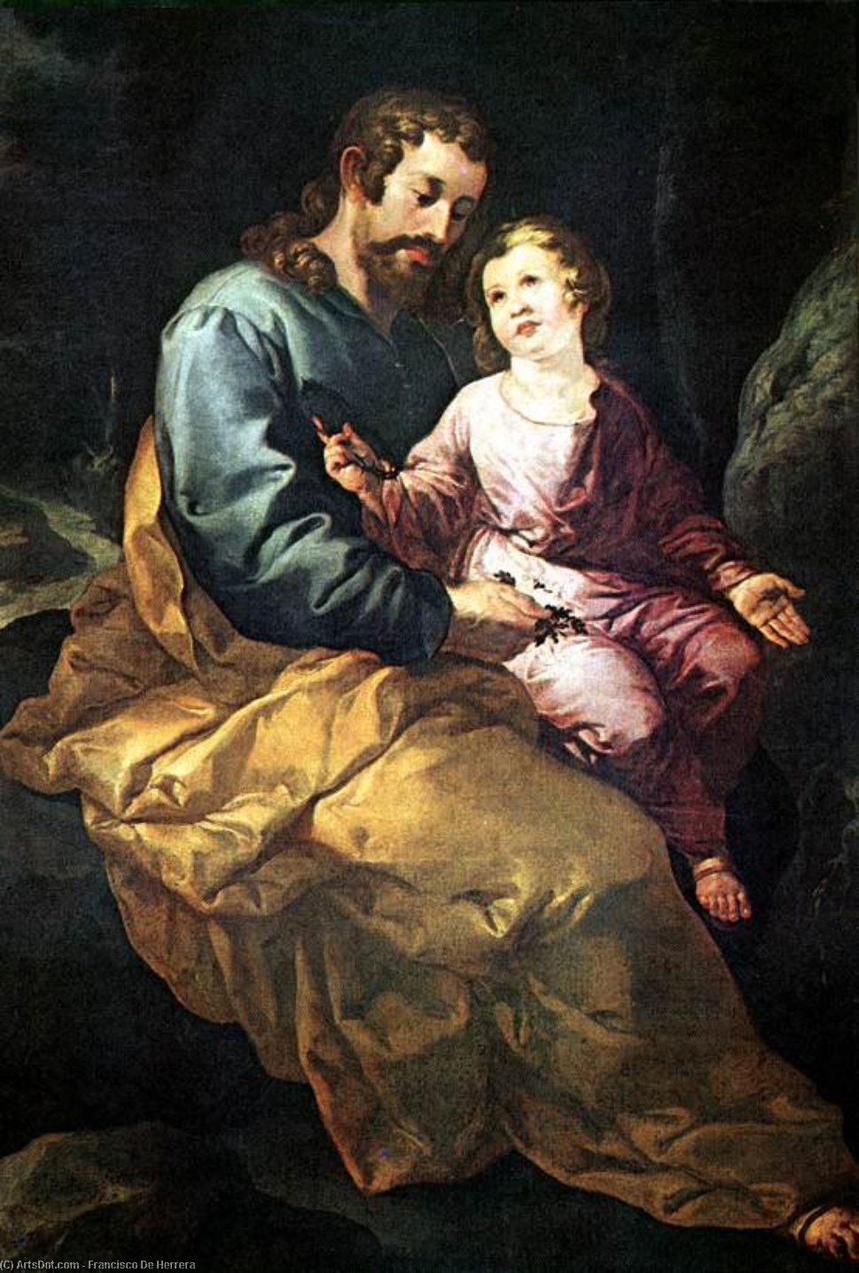 Wikioo.org – La Enciclopedia de las Bellas Artes - Pintura, Obras de arte de Francisco De Herrera - san josé asícomo  el  Cristo  niño