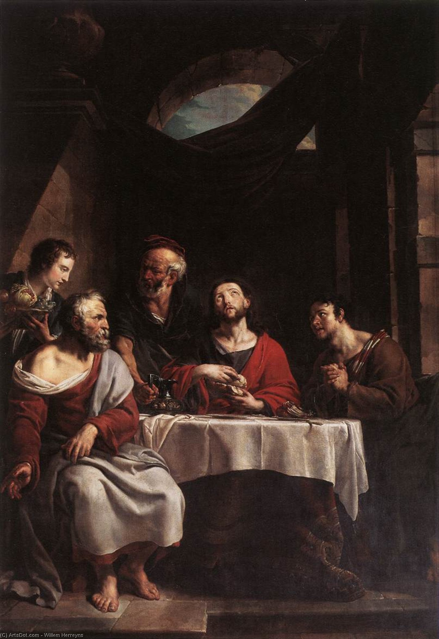 WikiOO.org - Encyclopedia of Fine Arts - Lukisan, Artwork Willem Herreyns - Supper at Emmaus