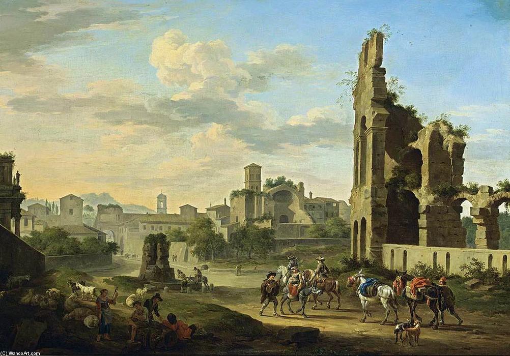Wikioo.org - The Encyclopedia of Fine Arts - Painting, Artwork by Jacob De Heusch - Rome: A View of the Forum Romanum