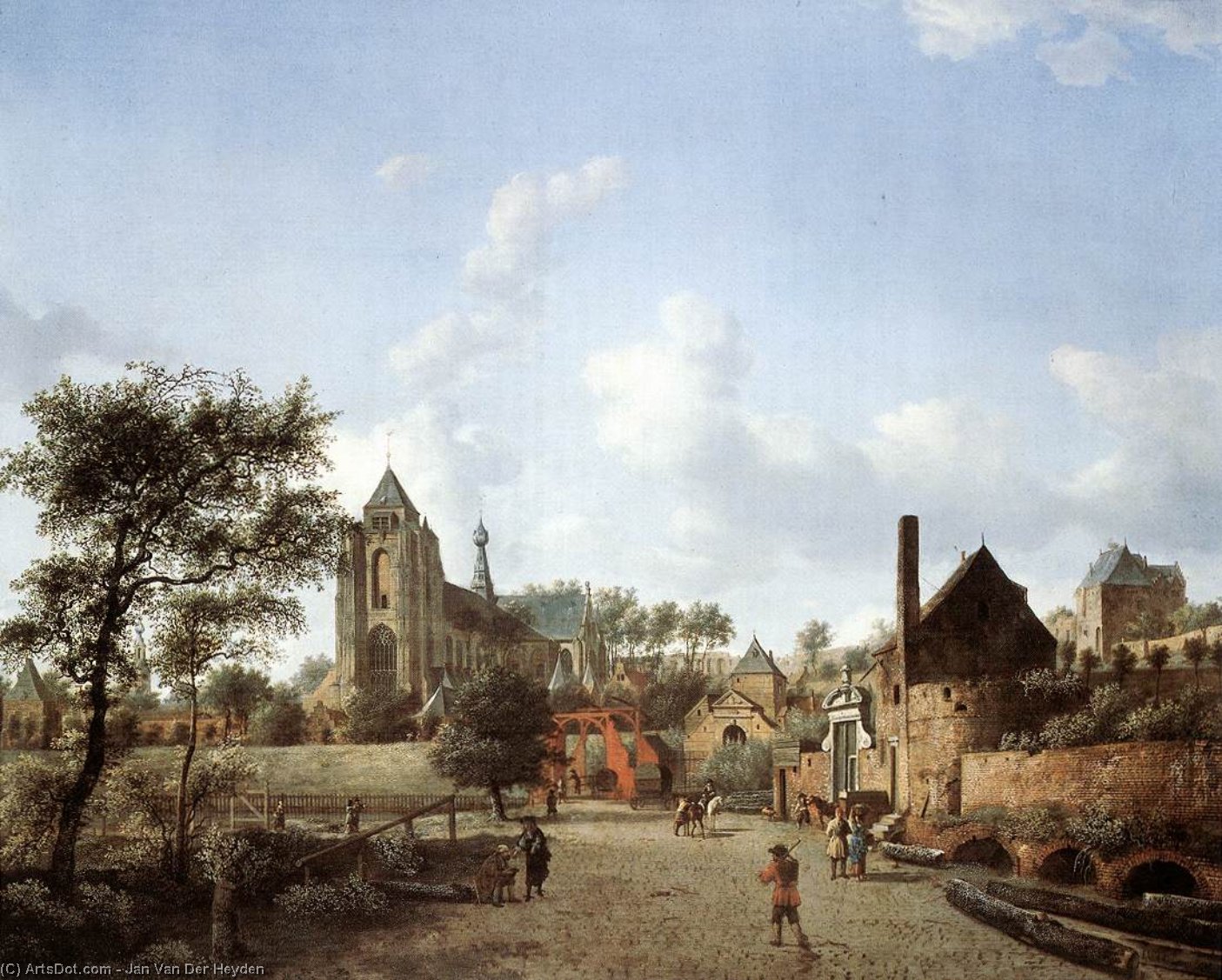 WikiOO.org – 美術百科全書 - 繪畫，作品 Jan Van Der Heyden - 途径 到  的  镇  的  费勒