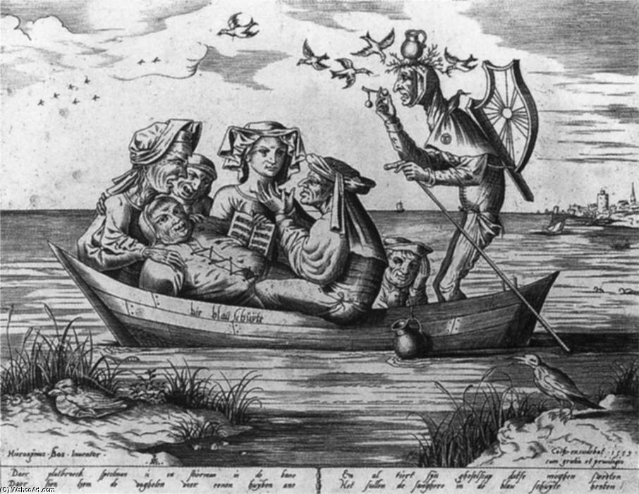 WikiOO.org - Encyclopedia of Fine Arts - Lukisan, Artwork Pieter Van Der Heyden - Ship of Fools (Die blau schuyte)