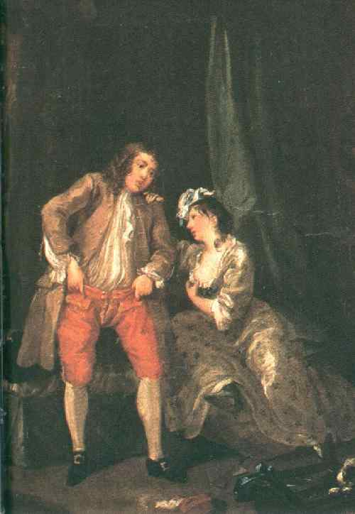 Wikioo.org – La Enciclopedia de las Bellas Artes - Pintura, Obras de arte de William Hogarth - antes de el seducción  asícomo  detrásde
