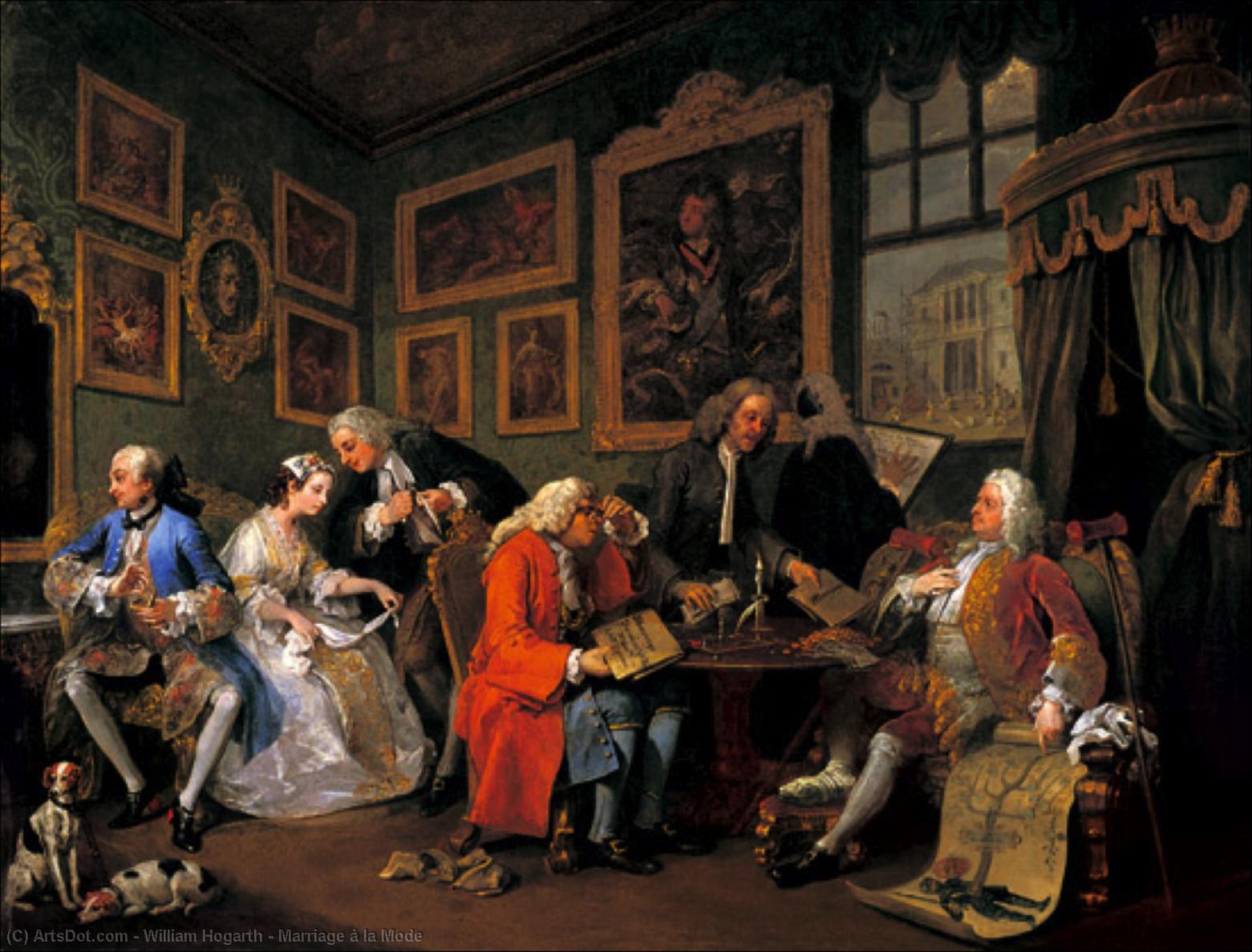 WikiOO.org - Encyclopedia of Fine Arts - Schilderen, Artwork William Hogarth - Marriage à la Mode