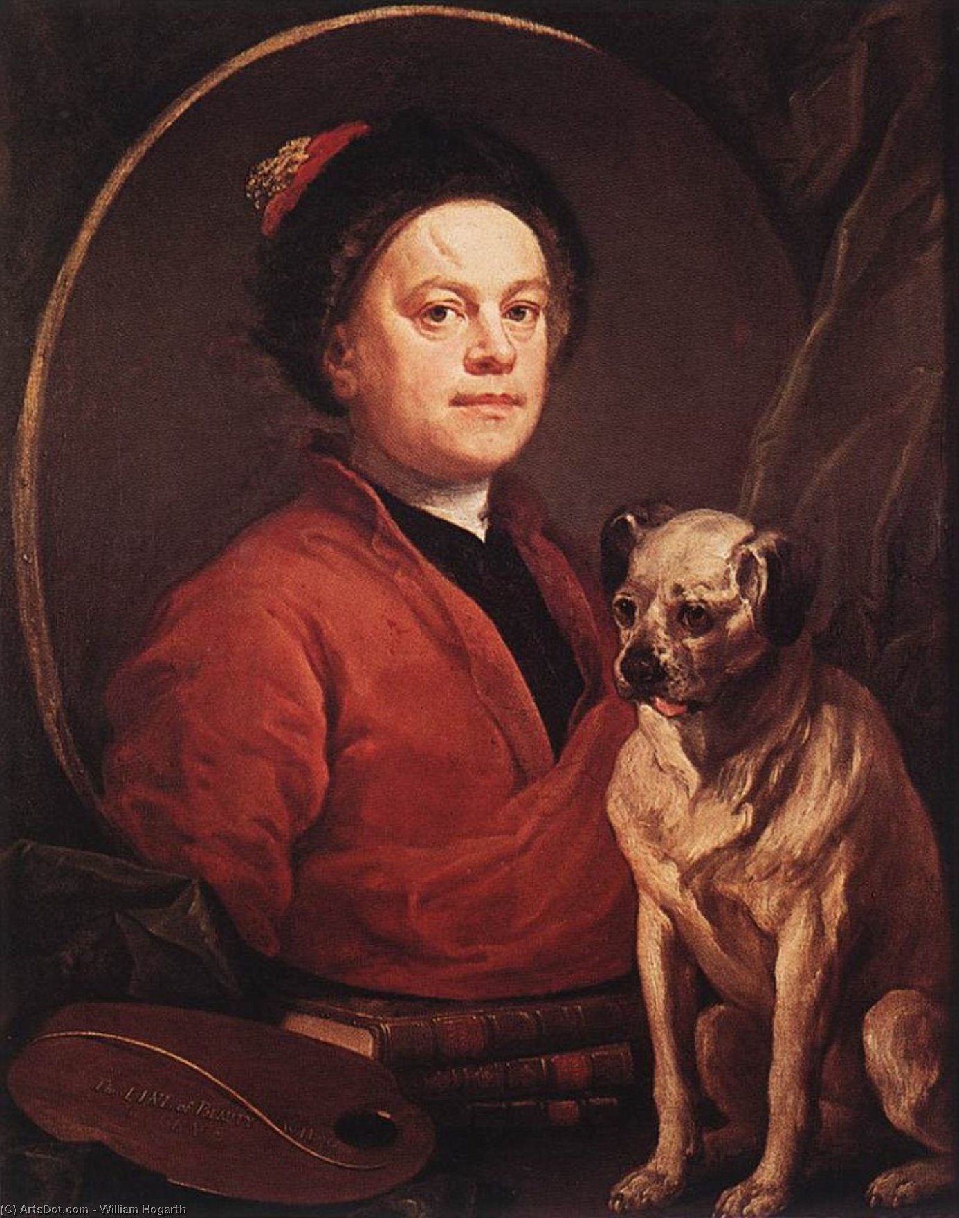 WikiOO.org - Encyclopedia of Fine Arts - Maalaus, taideteos William Hogarth - The Painter and his Pug