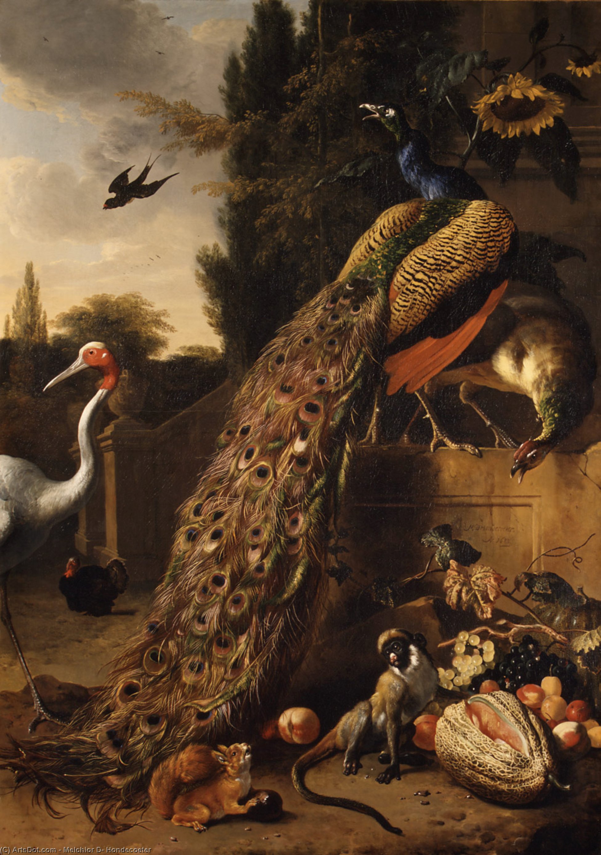Wikioo.org - Bách khoa toàn thư về mỹ thuật - Vẽ tranh, Tác phẩm nghệ thuật Melchior De Hondecoeter - Peacocks