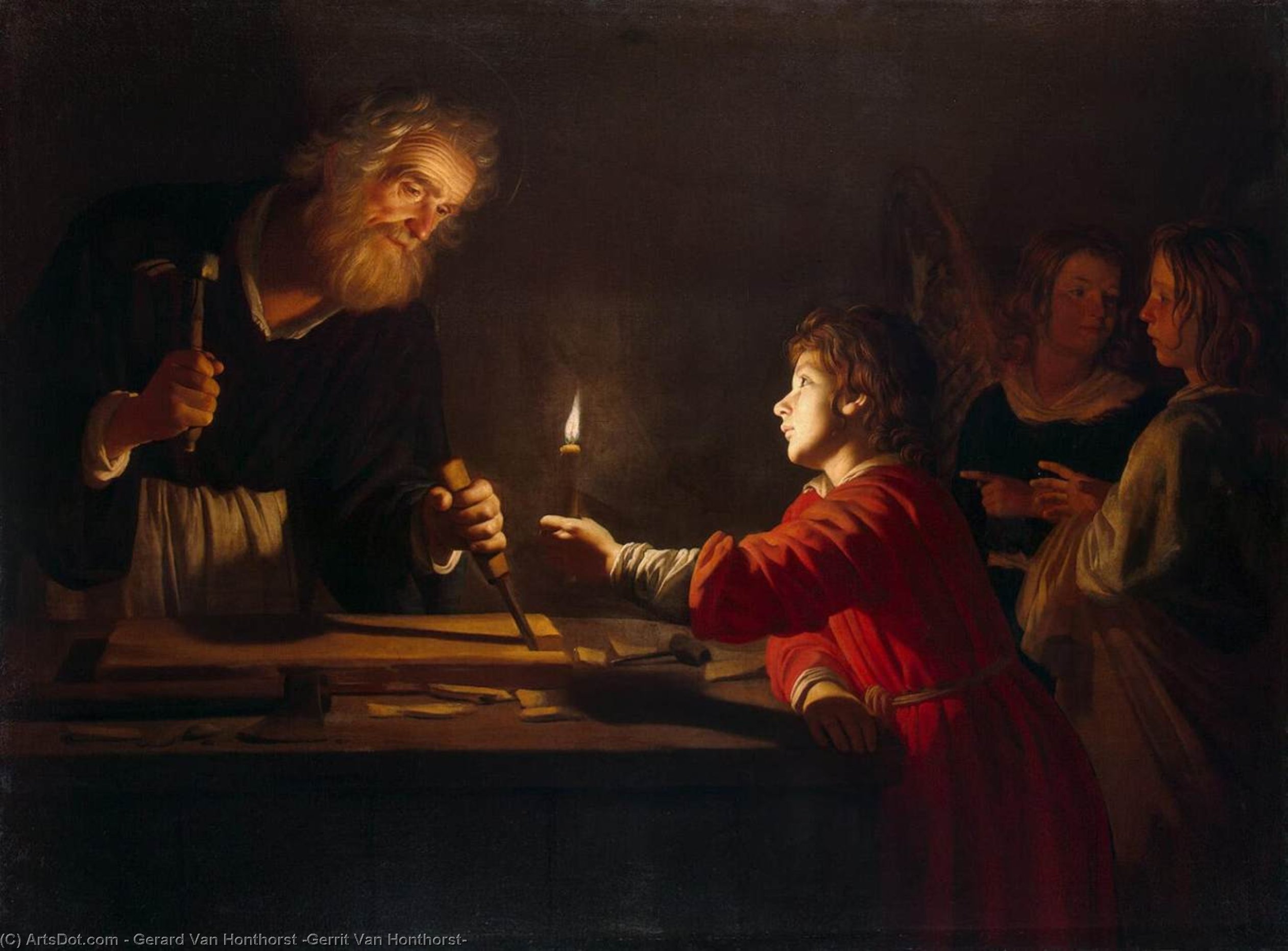 Wikioo.org - The Encyclopedia of Fine Arts - Painting, Artwork by Gerard Van Honthorst (Gerrit Van Honthorst) - Childhood of Christ