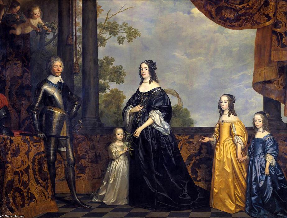 Wikioo.org - The Encyclopedia of Fine Arts - Painting, Artwork by Gerard Van Honthorst (Gerrit Van Honthorst) - Frederick Hendrick, Prince of Orange, with His Wife Amalia van Solms and Their Three Youngest Daughters