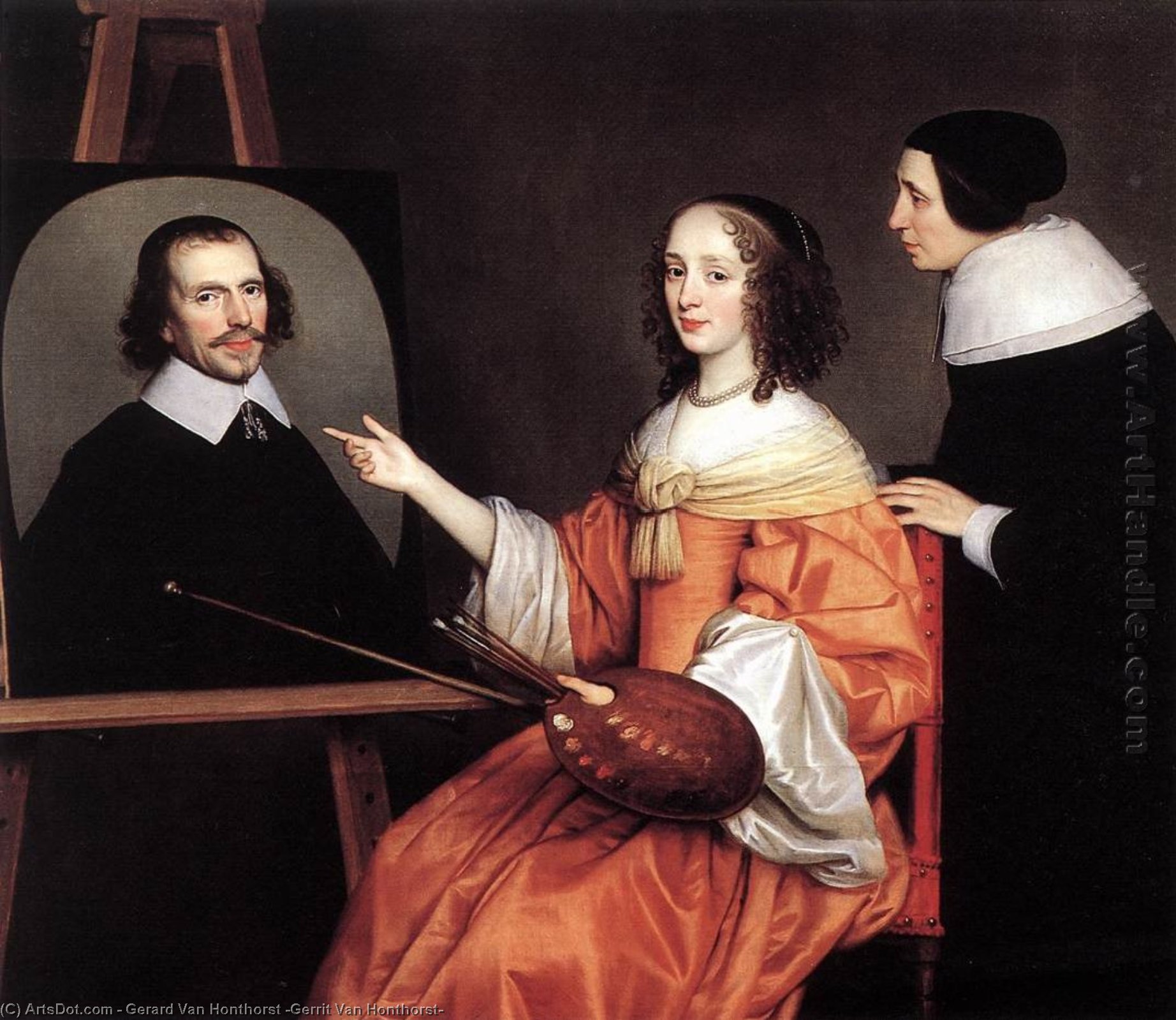 WikiOO.org - Encyclopedia of Fine Arts - Maleri, Artwork Gerard Van Honthorst (Gerrit Van Honthorst) - Margareta Maria de Roodere and Her Parents