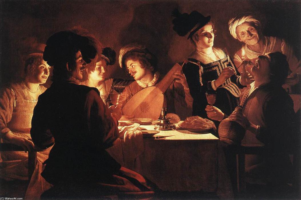 Wikioo.org - The Encyclopedia of Fine Arts - Painting, Artwork by Gerard Van Honthorst (Gerrit Van Honthorst) - Supper Party