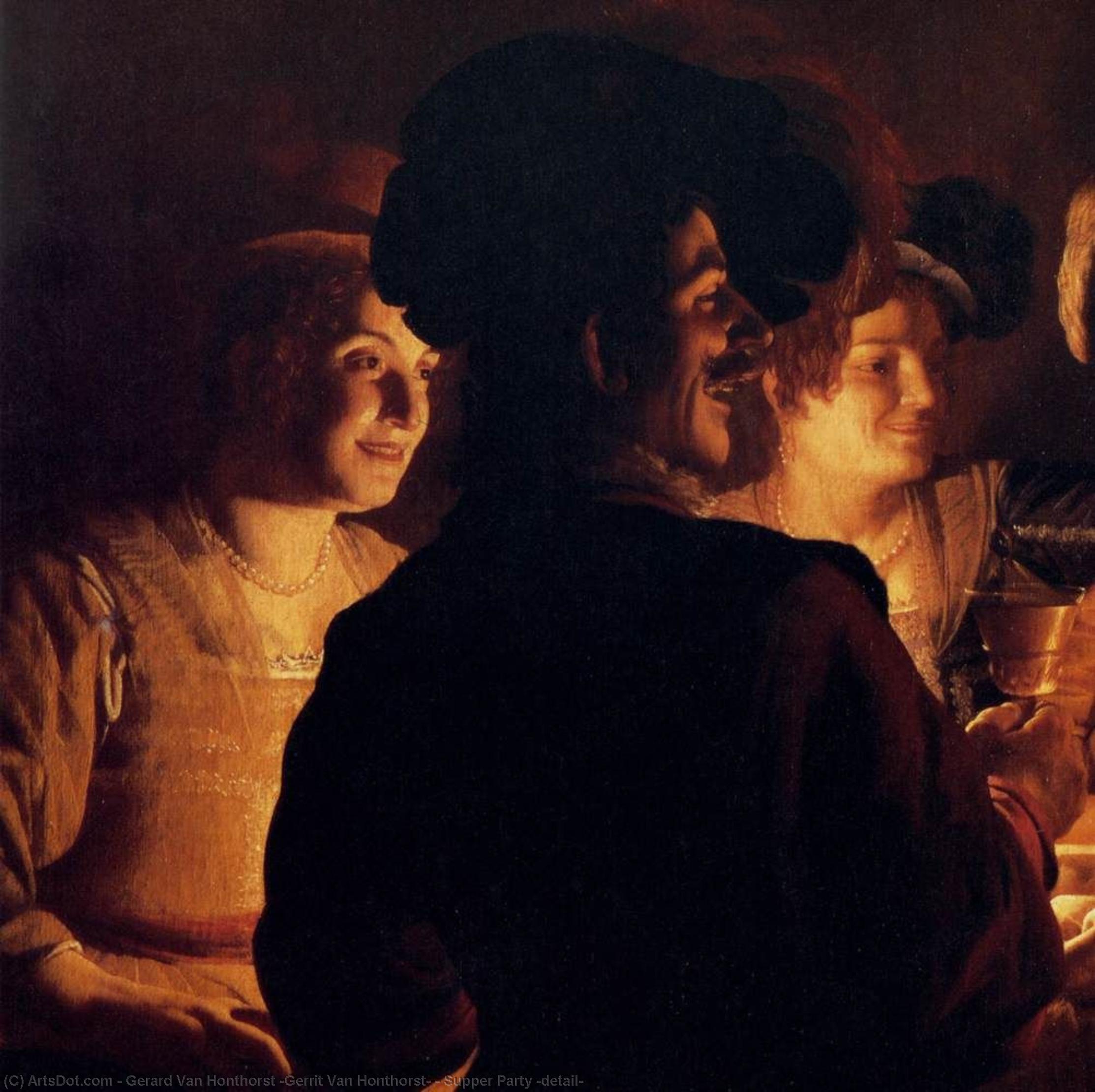 Wikioo.org – L'Enciclopedia delle Belle Arti - Pittura, Opere di Gerard Van Honthorst (Gerrit Van Honthorst) - Cena Partito particolare