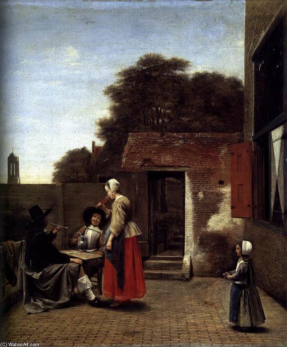 Wikioo.org - The Encyclopedia of Fine Arts - Painting, Artwork by Pieter De Hooch - A Dutch Courtyard
