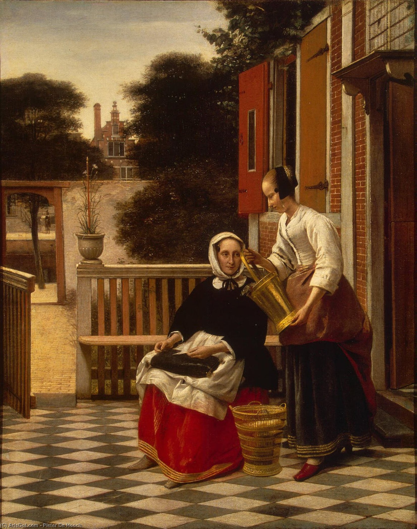 WikiOO.org - 百科事典 - 絵画、アートワーク Pieter De Hooch - 女性と メイド