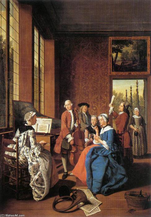 Wikioo.org - The Encyclopedia of Fine Arts - Painting, Artwork by Jan Jozef Ii Horemans - Concert in an Interior