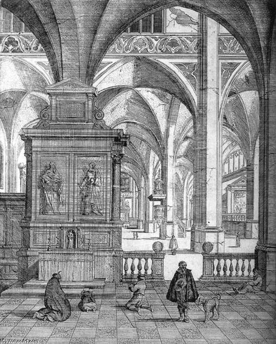 WikiOO.org - Encyclopedia of Fine Arts - Målning, konstverk Gerard Houckgeest - Imaginary Gothic Church