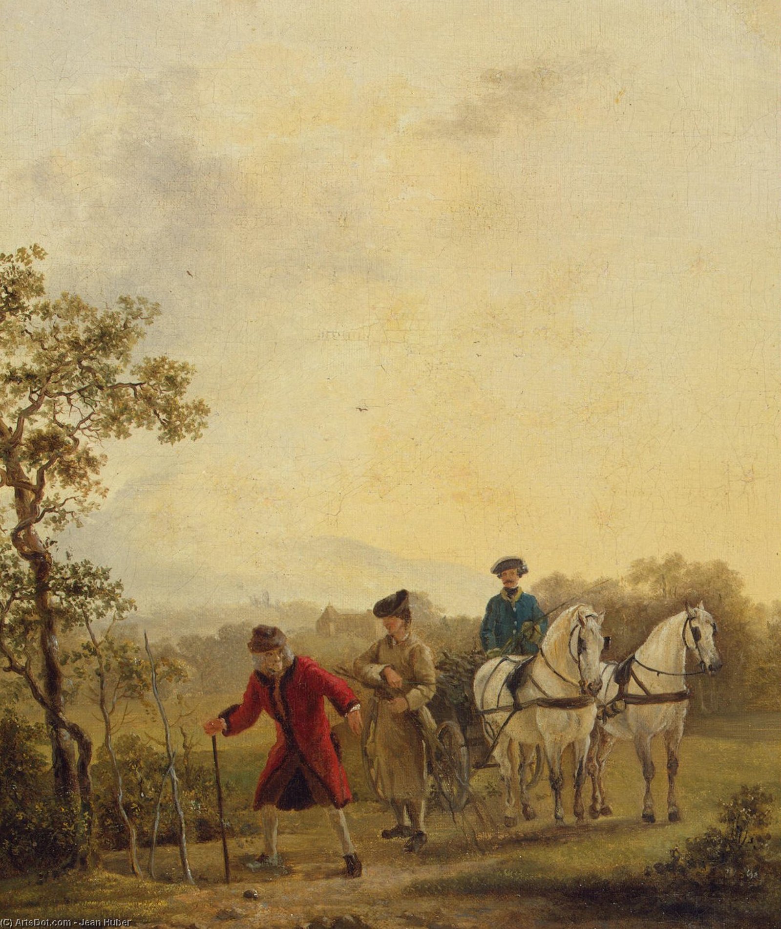 WikiOO.org - Encyclopedia of Fine Arts - Maalaus, taideteos Jean Huber - Voltaire Planting Trees
