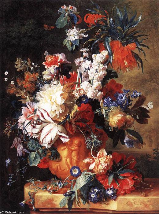 Wikioo.org – L'Enciclopedia delle Belle Arti - Pittura, Opere di Jan Van Huysum - Mazzo di fiori in un urna