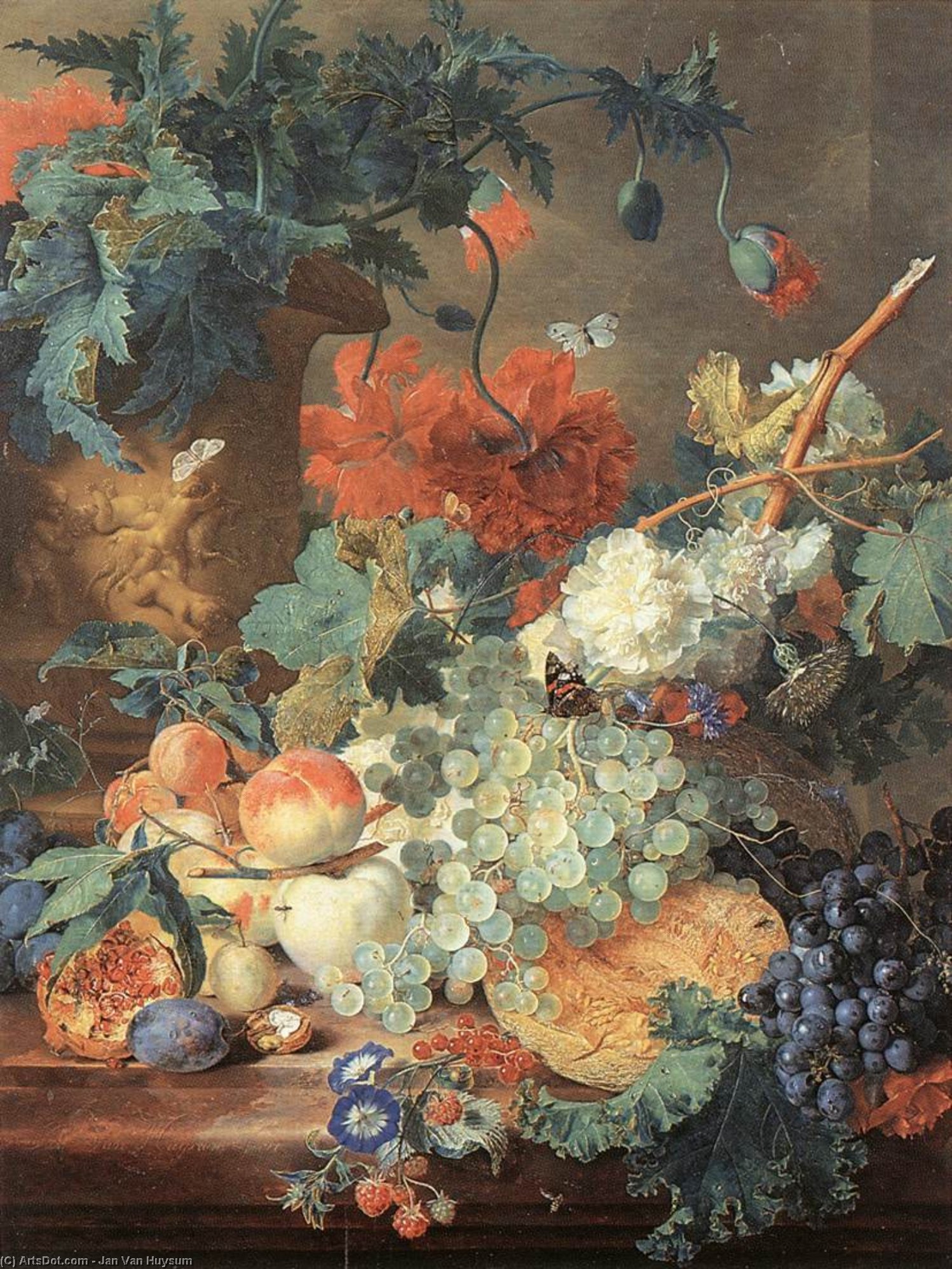Wikioo.org - Die Enzyklopädie bildender Kunst - Malerei, Kunstwerk von Jan Van Huysum - frucht und blumen