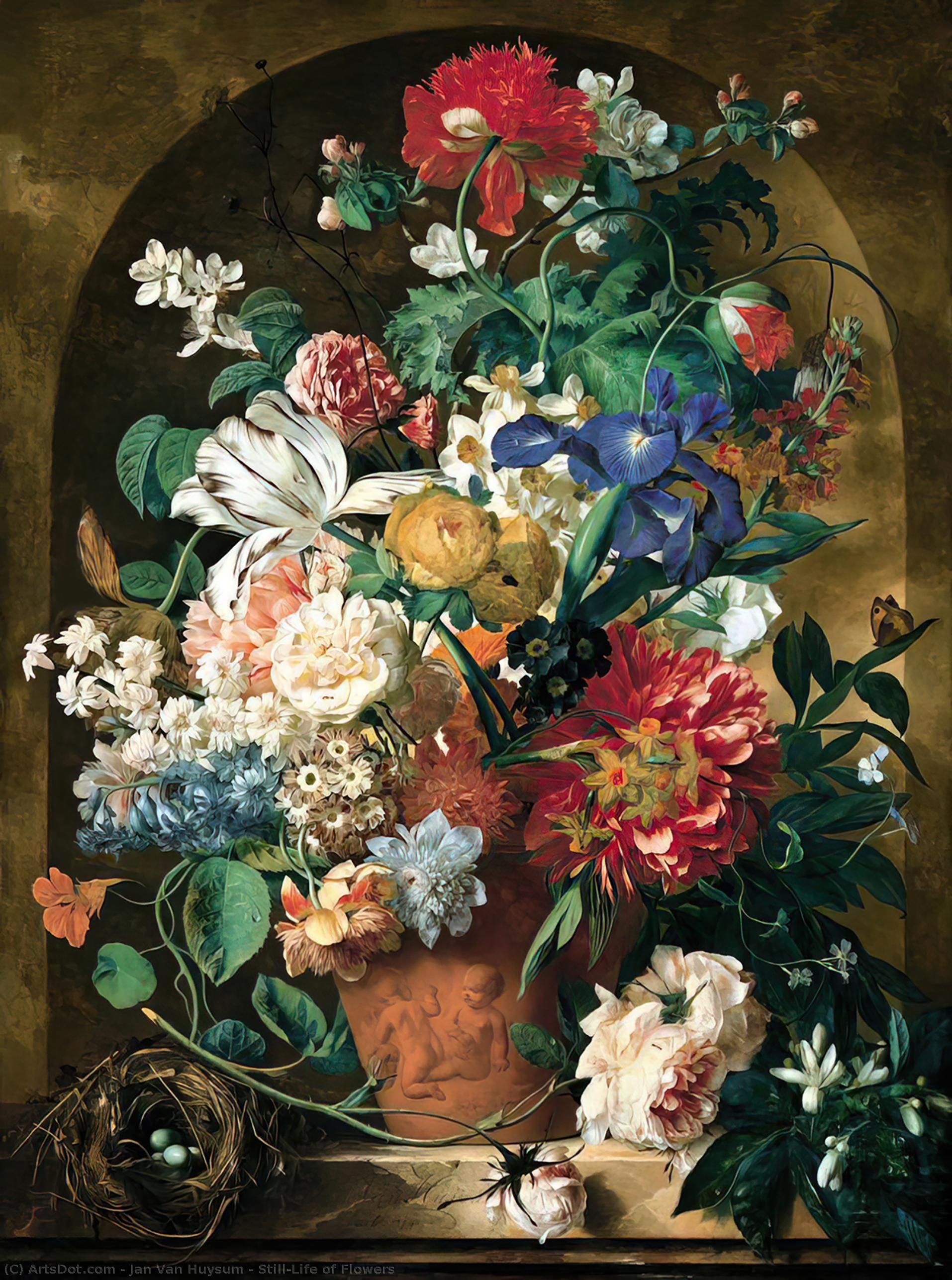 Wikioo.org - The Encyclopedia of Fine Arts - Painting, Artwork by Jan Van Huysum - Still-Life of Flowers