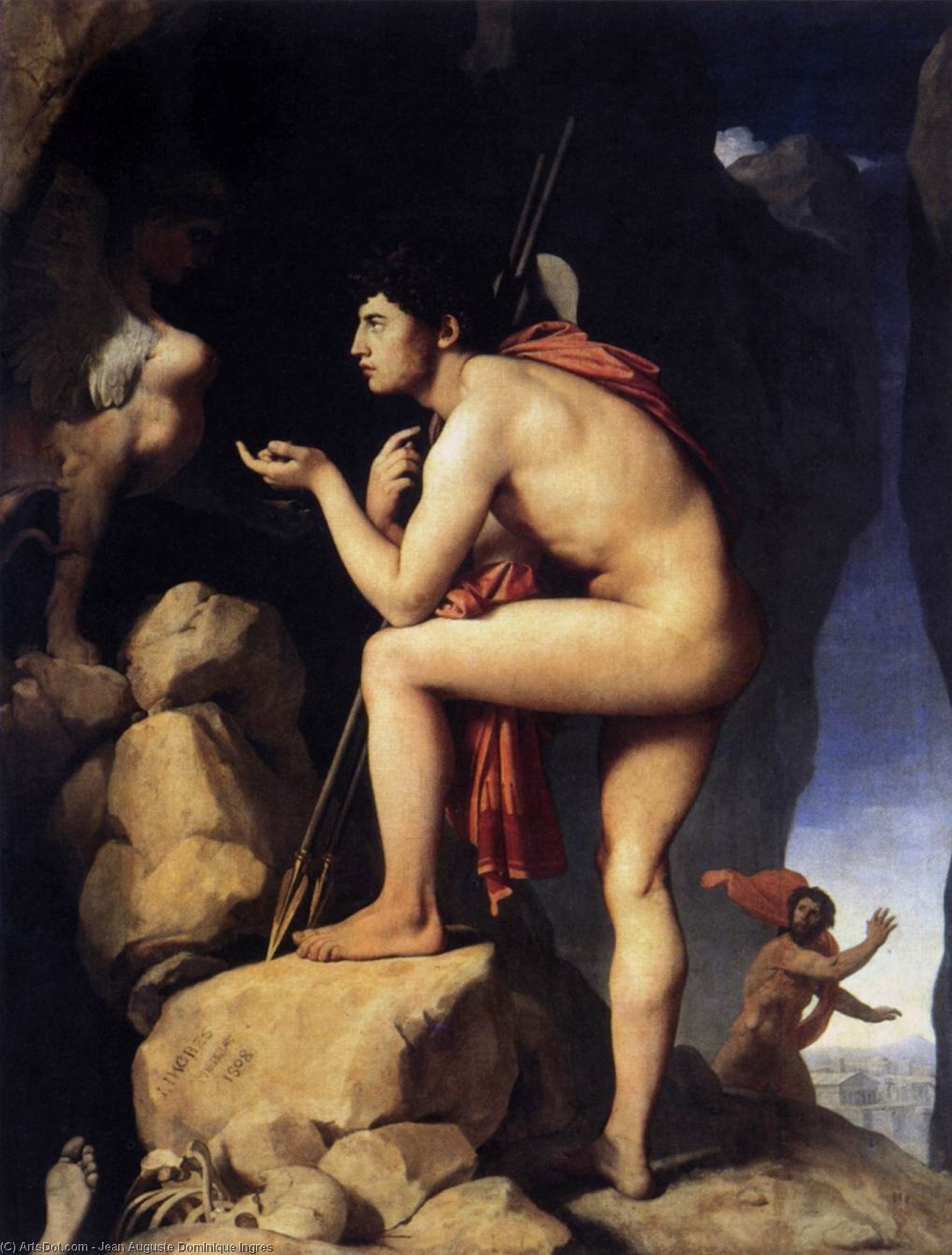 WikiOO.org - Güzel Sanatlar Ansiklopedisi - Resim, Resimler Jean Auguste Dominique Ingres - Oedipus and the Sphynx