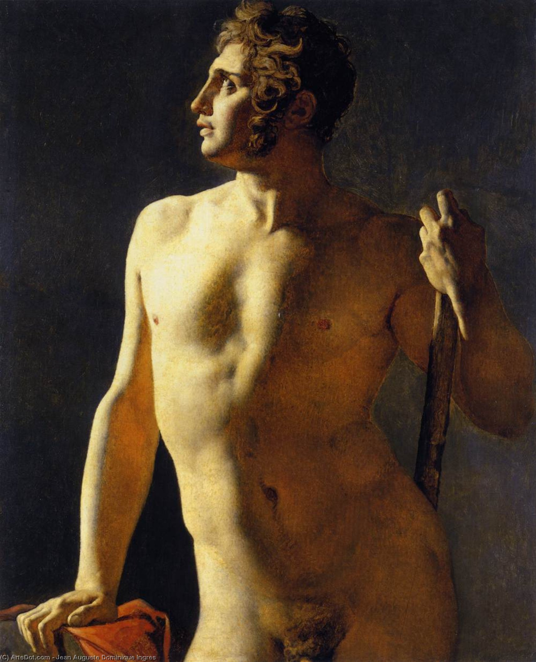 Wikioo.org – L'Encyclopédie des Beaux Arts - Peinture, Oeuvre de Jean Auguste Dominique Ingres - Étude d homme nu