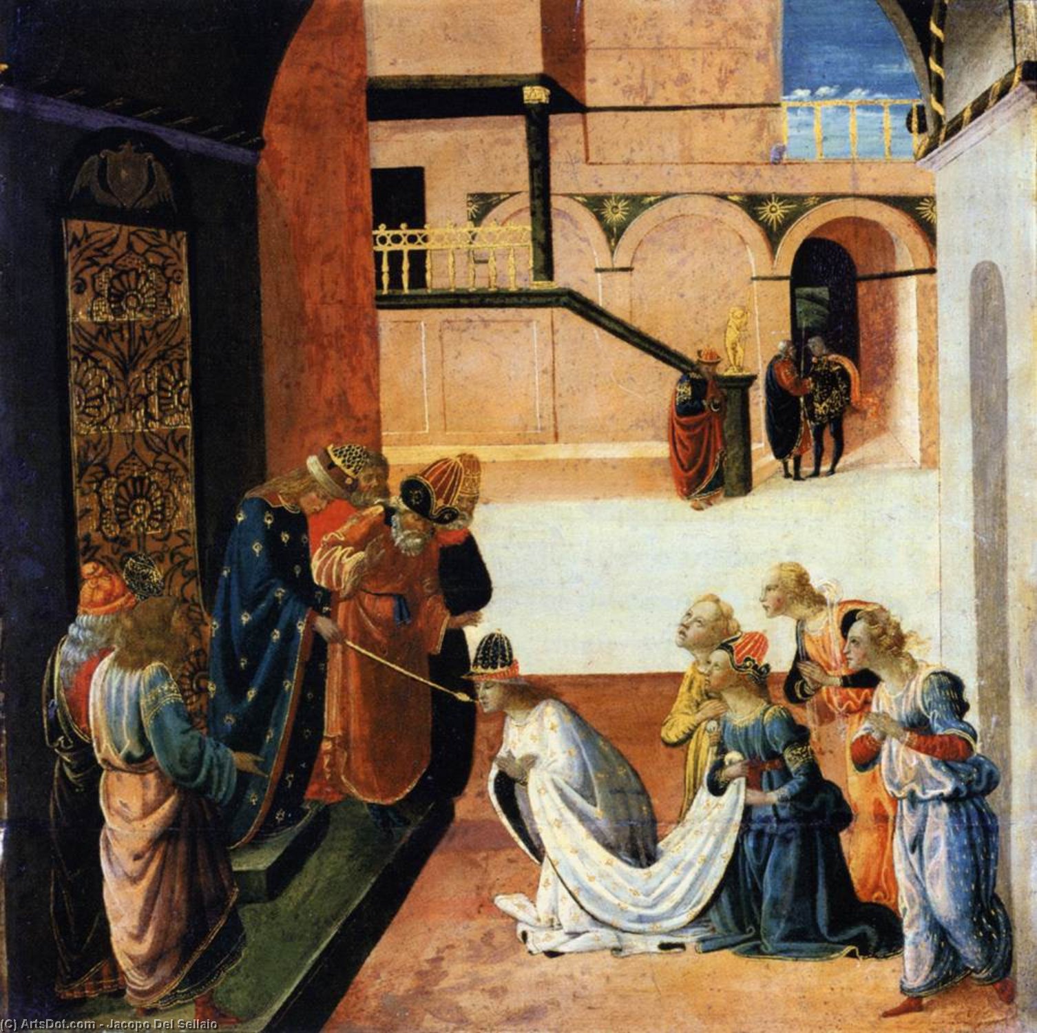 WikiOO.org - Enciklopedija dailės - Tapyba, meno kuriniai Jacopo Del Sellaio - Esther before Ahasuerus